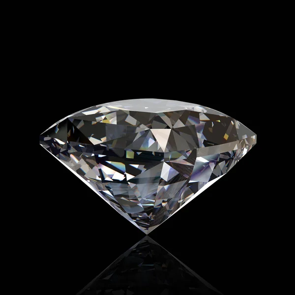 Круглий Діамант Ізольовані Чорному Тлі Дорогоцінний Камінь — стокове фото