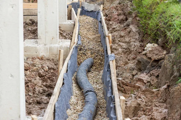 Närbild Skott Vattenskydd Dränering — Stockfoto