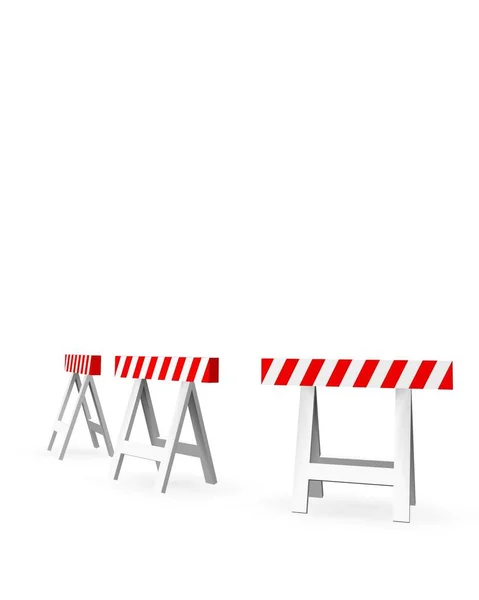 Roadblock ขาวและส แดงบนพ นหล ขาว — ภาพถ่ายสต็อก