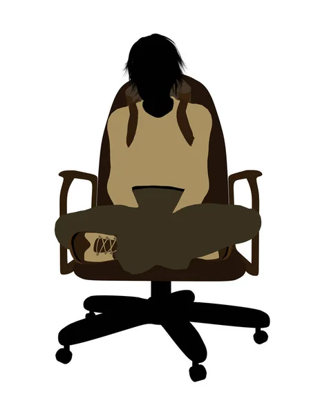 白い背景に椅子のイラストシルエットに座っている男性の十代のハイカー — ストック写真