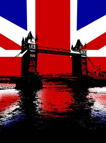 Тауерський Міст Лондоні Прапором Великобританії — стокове фото