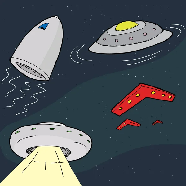 Cartoon Unidentified Flying Objects Spaceships — Stock Photo, Image