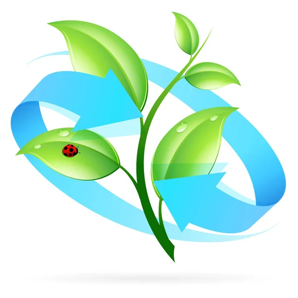 Logo Doğa Geri Dönüşüm Ile Uğur Böceği — Stok fotoğraf