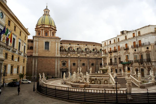 Fontana Delle Vergogne Piazza Pretoria Palermo Italia — Foto de Stock