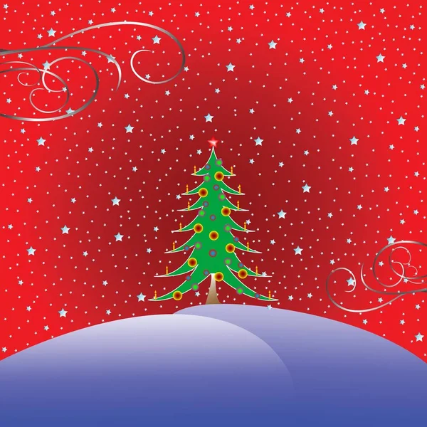 Árbol Navidad Con Fondo Estrellas Ilustración Arte Vectorial — Foto de Stock