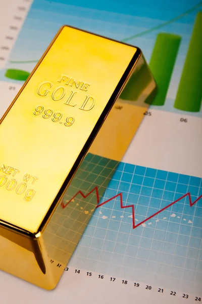 Pénzügyi Mutatók Chart Gold Bar — Stock Fotó