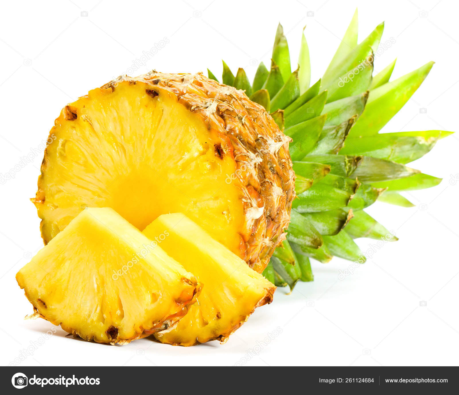 Abacaxi Fatia Fresca Isolado Sobre Fundo Branco — Foto © YAYImages  #261124684, image size:1600x1376
