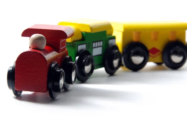Wooden Toy Train Soft Shadow Isolated White — Stock Photo, Image