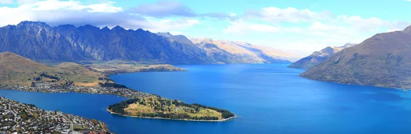 Панорама Озера Wakatipu Центр Міста Квінстаун Нова Зеландія — стокове фото