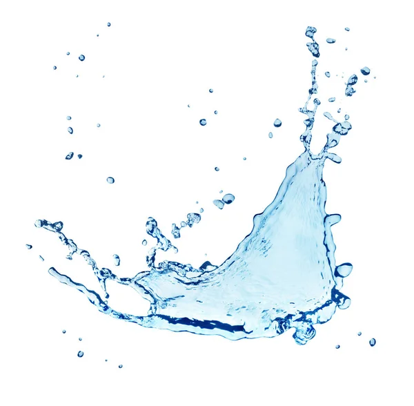 Spruzzo Acqua Blu Isolato Sfondo Bianco — Foto Stock