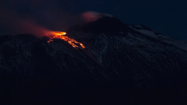 Erupción Volcán Etna Abril 2017 Etna Estratovolcán Activo Costa Este —  Fotos de Stock