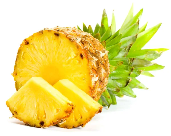 Verse Segment Ananas Geïsoleerd Witte Achtergrond — Stockfoto