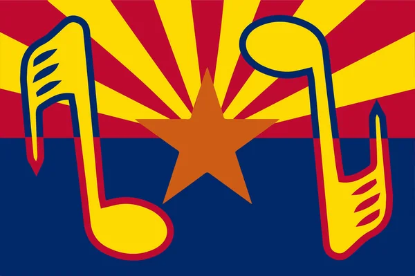 Arizona Eyaletinin Bayrağı Müzik Notalarıyla Birlikte — Stok fotoğraf