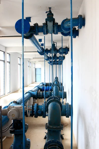 Vatten Pumpstation Industriell Inredning Och Rör — Stockfoto