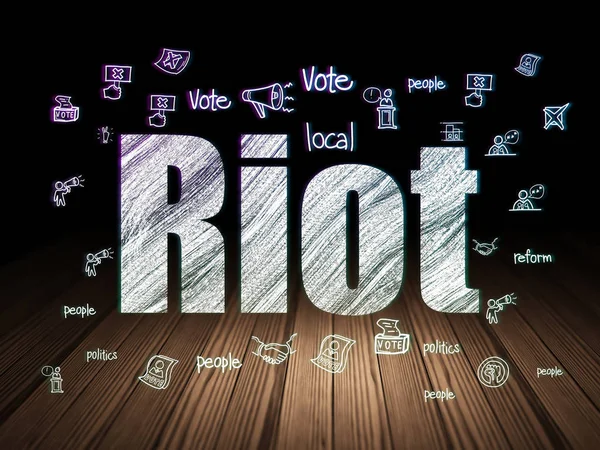 Πολιτική Έννοια Λαμπερό Κείμενο Riot Χέρι Που Πολιτική Εικονίδια Grunge — Φωτογραφία Αρχείου