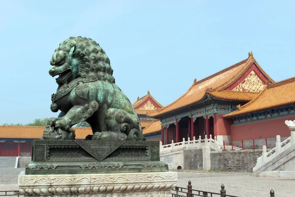 Lion statue guarding inside Forbidden city, Imperial Palace, China