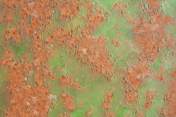 Verweerde Metalen Plaat Met Peeling Groene Verf Grote Patches Van — Stockfoto