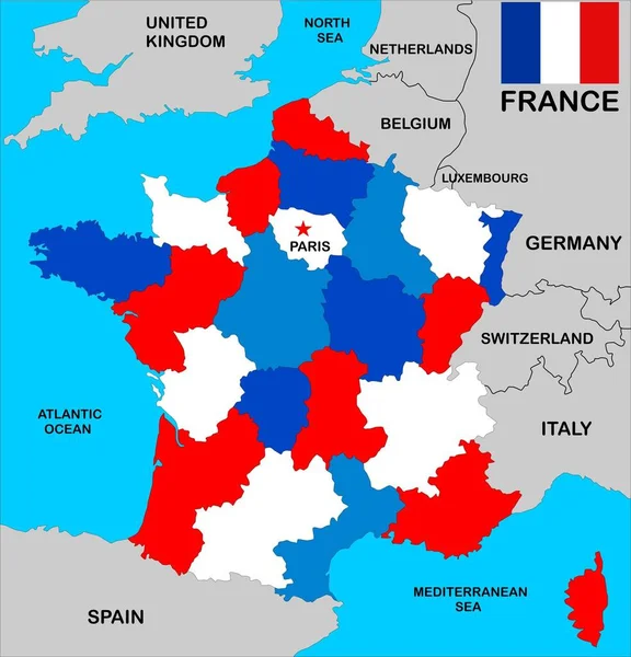 Une Carte France Noir Couleur Avec Voisins — Photo