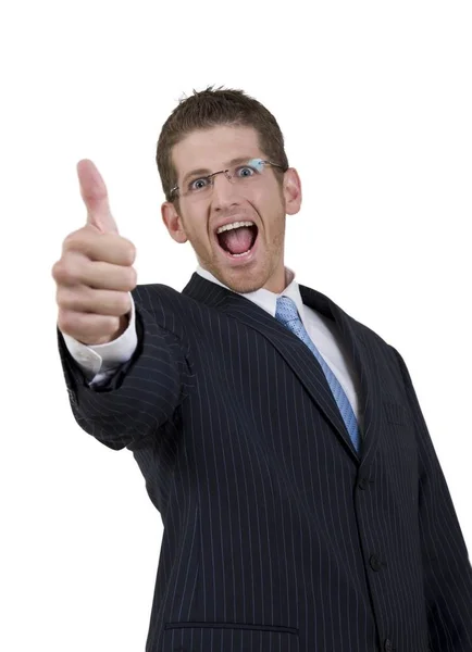 Бізнесмен Показує Великий Палець Ізольованому Фоні — стокове фото