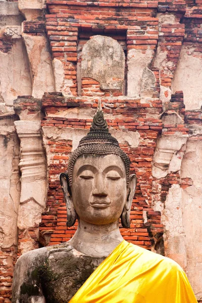 Estátua Buda Sentado Wat Phra Rattana Mahathat Templo Ayutthaya Tailândia — Fotografia de Stock
