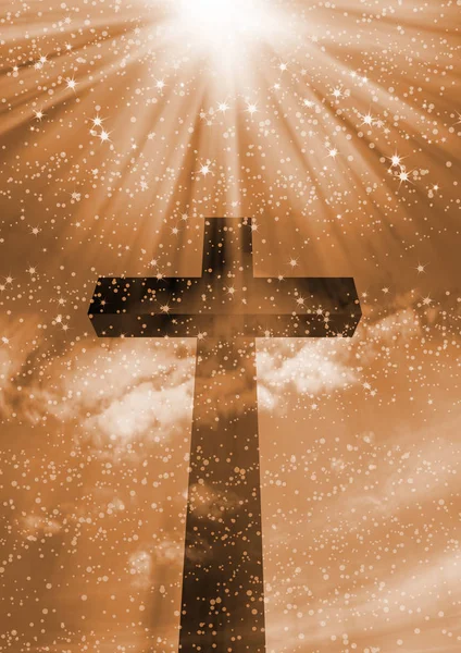 Cruz Com Nuvens Fundo Cruz Cristã — Fotografia de Stock