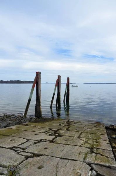 Three Pylons Boat Ramp Located Maine Coast — Stock Photo, Image