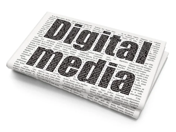 マーケティングコンセプト 新聞の背景にピクセル化された黒いテキストデジタルメディア 3Dレンダリング — ストック写真