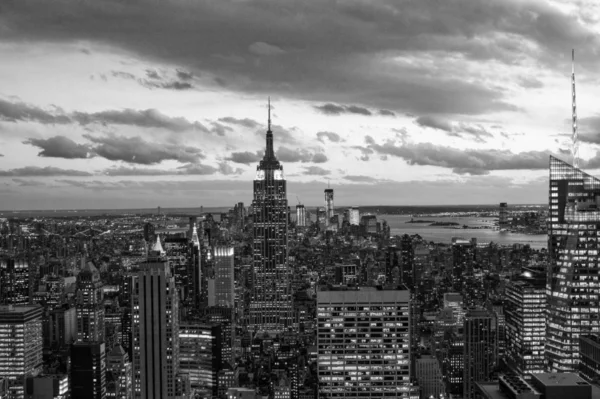Svartvit Över Manhattan Skyline New York City — Stockfoto