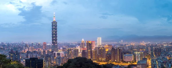 Taipei Taiwan Skylines Edificio Tramonto Panorama — Foto Stock