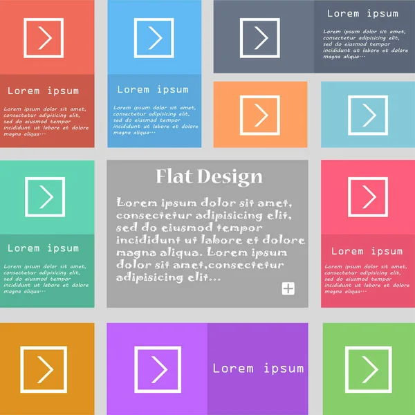 Seta Para Direita Próximo Ícone Sinal Conjunto Botões Multicoloridos Estilo — Fotografia de Stock