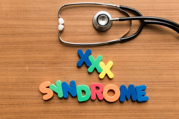Xxx Syndrome Färgglada Ord Med Stetoskop Trä Bakgrund — Stockfoto