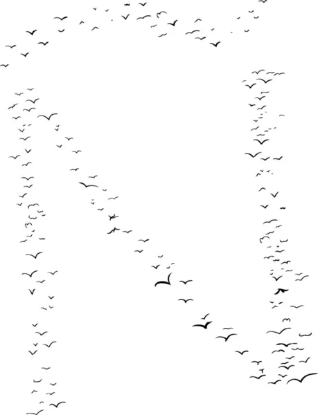 Illustrazione Uno Stormo Uccelli Forma Lettera Con Tilde — Foto Stock