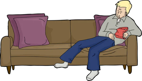 Cartoon Person Sleeping Sofa Food — Stock Photo, Image