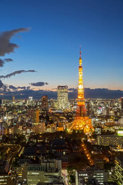 Havadan Görünümü Tokyo Kule Cityscape Gün Batımında Alacakaranlık Japonya — Stok fotoğraf