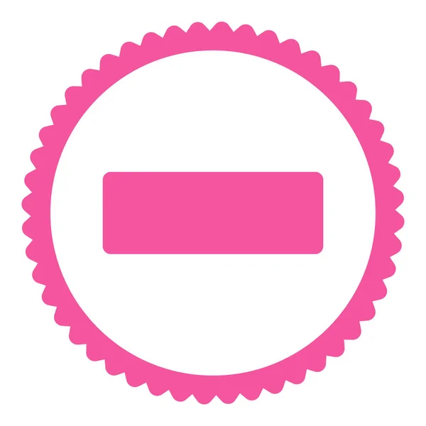 减号图标圆形邮票 这个平字形符号是用粉红色的颜色绘制白色背景上 — 图库照片
