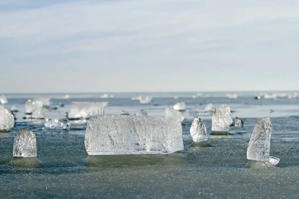 Sont Des Calottes Glaciaires Sur Lac Gelé — Photo