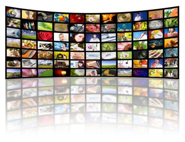 LCD TV panels. Television production technology concept. clipart