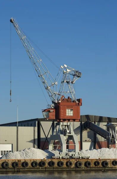 Macara Portuară Depozit Port Comercial — Fotografie, imagine de stoc