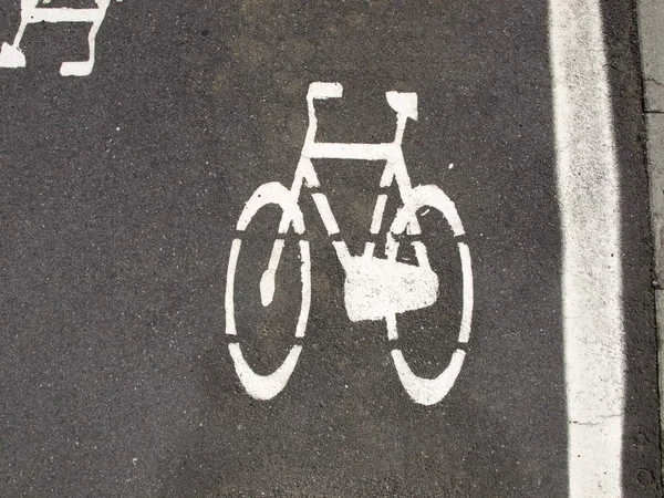 Σημάδι Λωρίδα Ποδηλάτων Για Ποδήλατο — Φωτογραφία Αρχείου