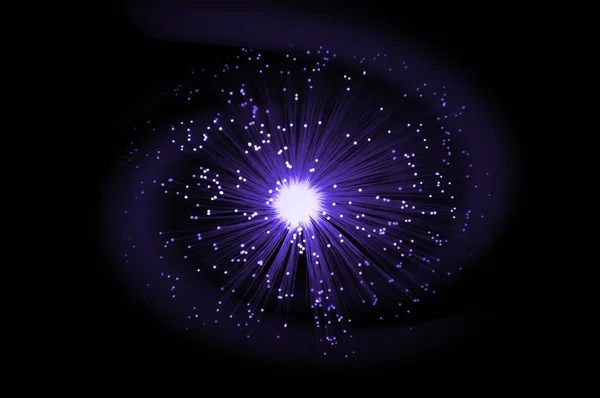 Illuminated Violet Fibre Optic Light Strands Abstract Blue Swirl Black — Stock Photo, Image