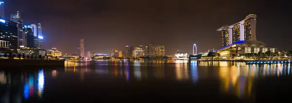 Panorama Rio Singapura Horizonte Noite — Fotografia de Stock