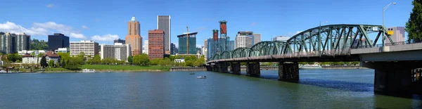 Portland Oregon Skyline Panorama Sul Ponte — Foto Stock