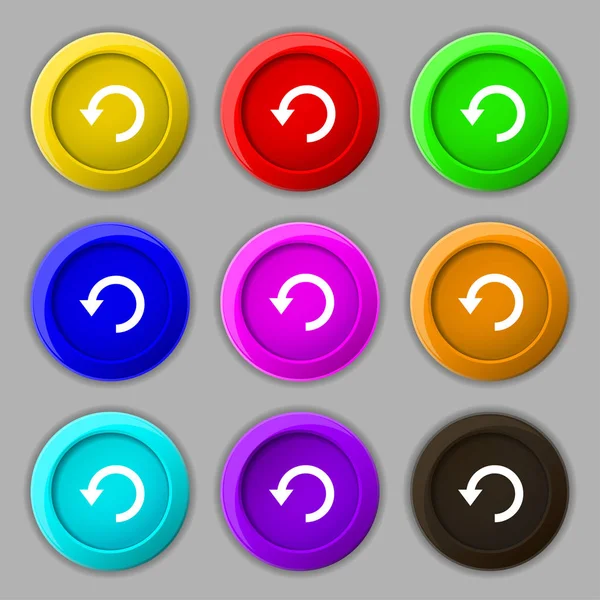 Yükseltme Güncelleme Simge Işareti Dokuz Yuvarlak Renkli Düğmeler Üzerinde Sembol — Stok fotoğraf