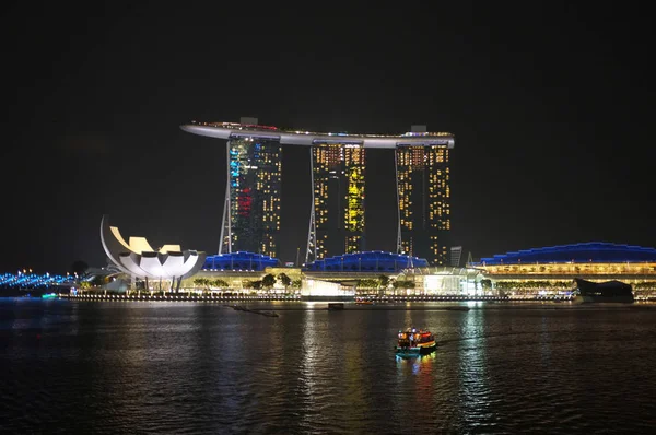 Singapur Ciudad Color Iluminación Escena Por Noche —  Fotos de Stock