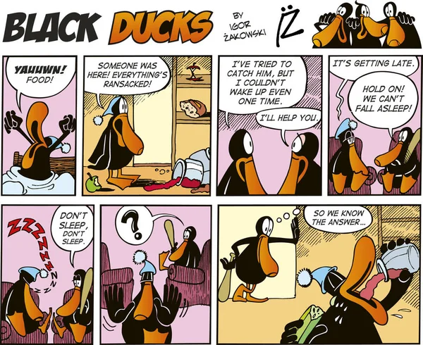 Schwarze Enten Comic Strip Episode — Stockfoto