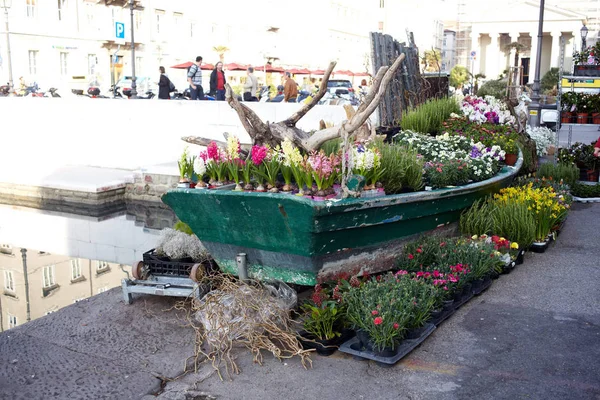 Blomma Båten För Blomsteraffär Trieste — Stockfoto