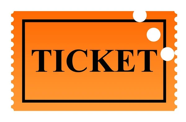 Oranje Getande Punched Ticket Geïsoleerd Witte Achtergrond — Stockfoto