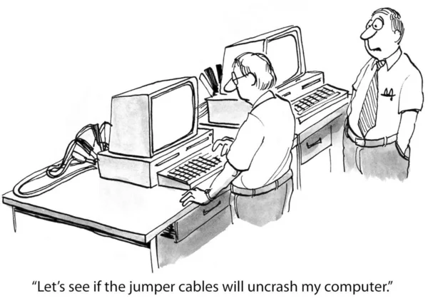 Let See Jumper Cables Uncrash Computer — Stock Photo, Image