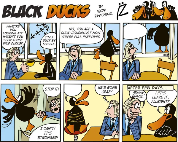 Black Ducks Comic Strip Episode — Stock Photo, Image