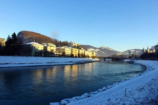 Vue Sur Rivière Salzach Salzbourg Autriche — Photo